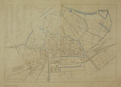 214413 Kaart van het uitbreidingsplan van de stad Utrecht; met weergave van het bestaande stratenplan, wegen, ...